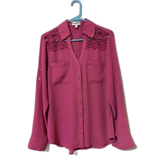 Express Portofino Shirt Embroidered Lace Size S - Picture 1 of 4